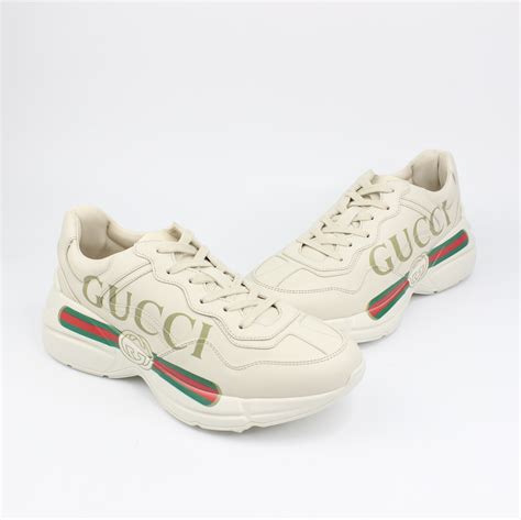 gucci men's rhyton gucci logo leather sneakers|Gucci rhyton sneakers price.